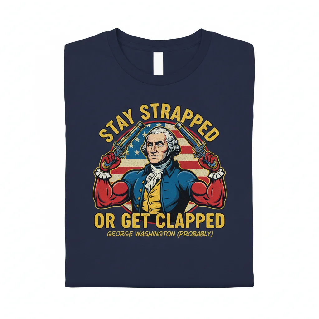Stay Strapped Or Get Clapped George Washington T-Shirt - Essential Cotton Tee
