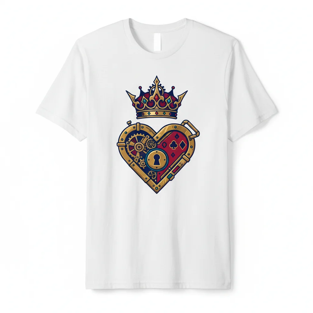 Steampunk Queen Of Hearts Essential T-Shirt – Premium Cotton Graphic Tee for Women