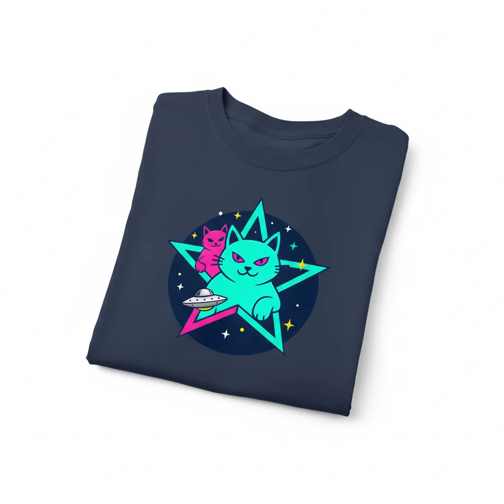 StellaPurr: The Smug Space Cat Star – Ultra-Durable & Fade-Resistant Essential T-Shirt