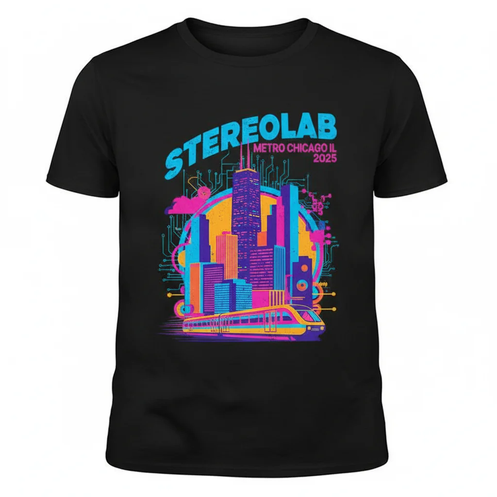 Stereolab Tour Metro Chicago 2025 Concert Poster T-Shirt | Premium Cotton Band Tee