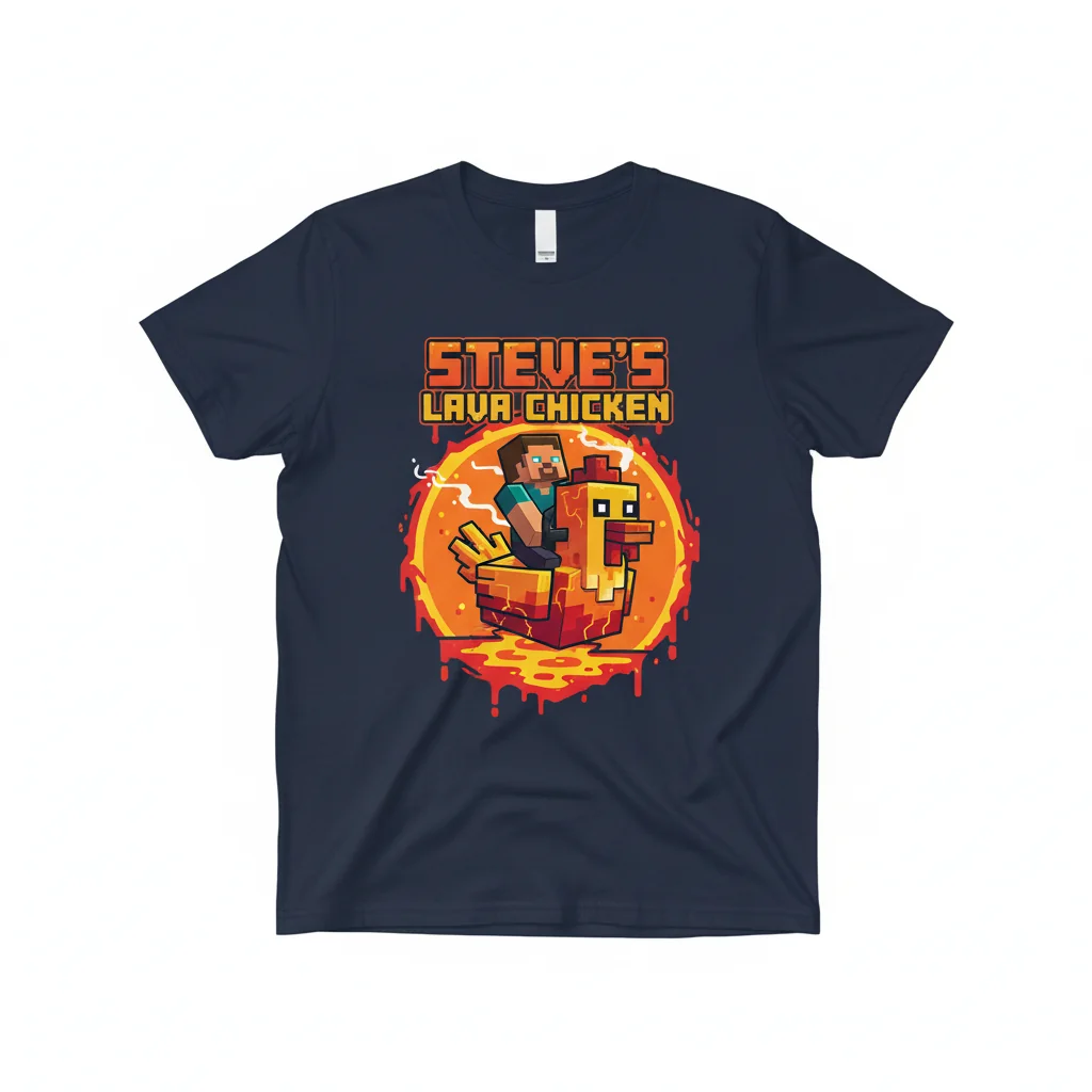 Steve's Lava Chicken Minecraft Meme Gaming Tee - Ultra Durable & Vibrant