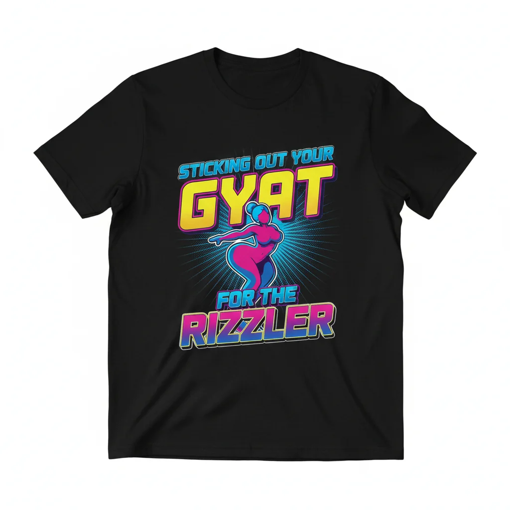 Rizzler Gyat Meme Tee - White on Black Essential T-Shirt