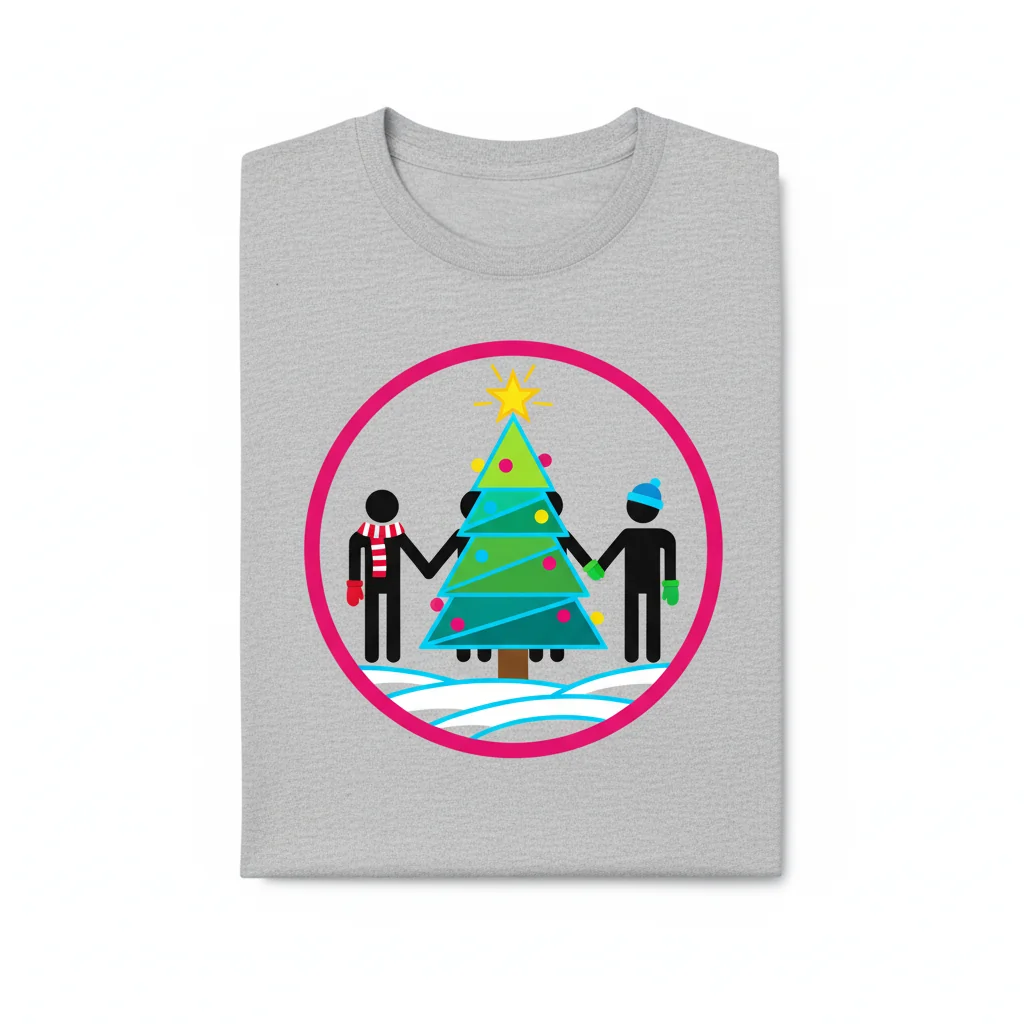 Whimsical Stickman & Evergreen Christmas Tree Tee