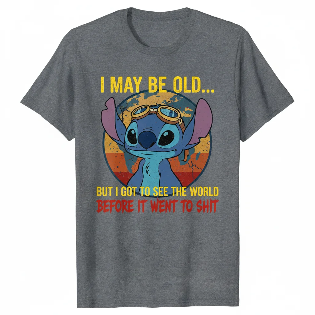 Stitch 'I May Be Old But I Got To See The World' Funny T-Shirt