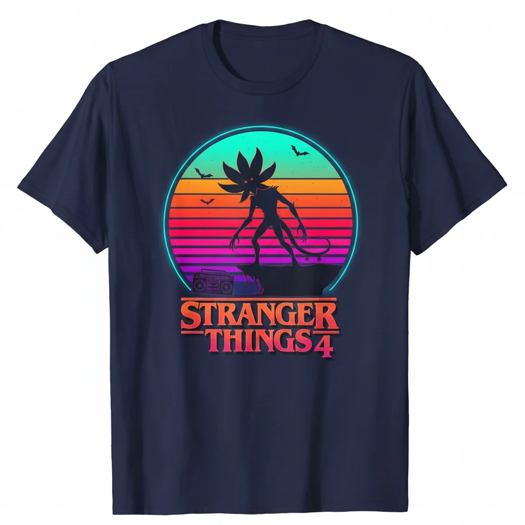 Stranger Things 4 Demogorgon Sunset Silhouette Essential T-Shirt - Premium Cotton Tee