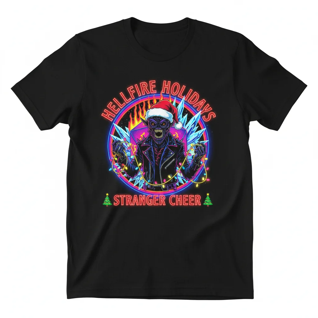 Stranger Things Hellfire Club Christmas T-Shirt – Festive & Spooky Apparel