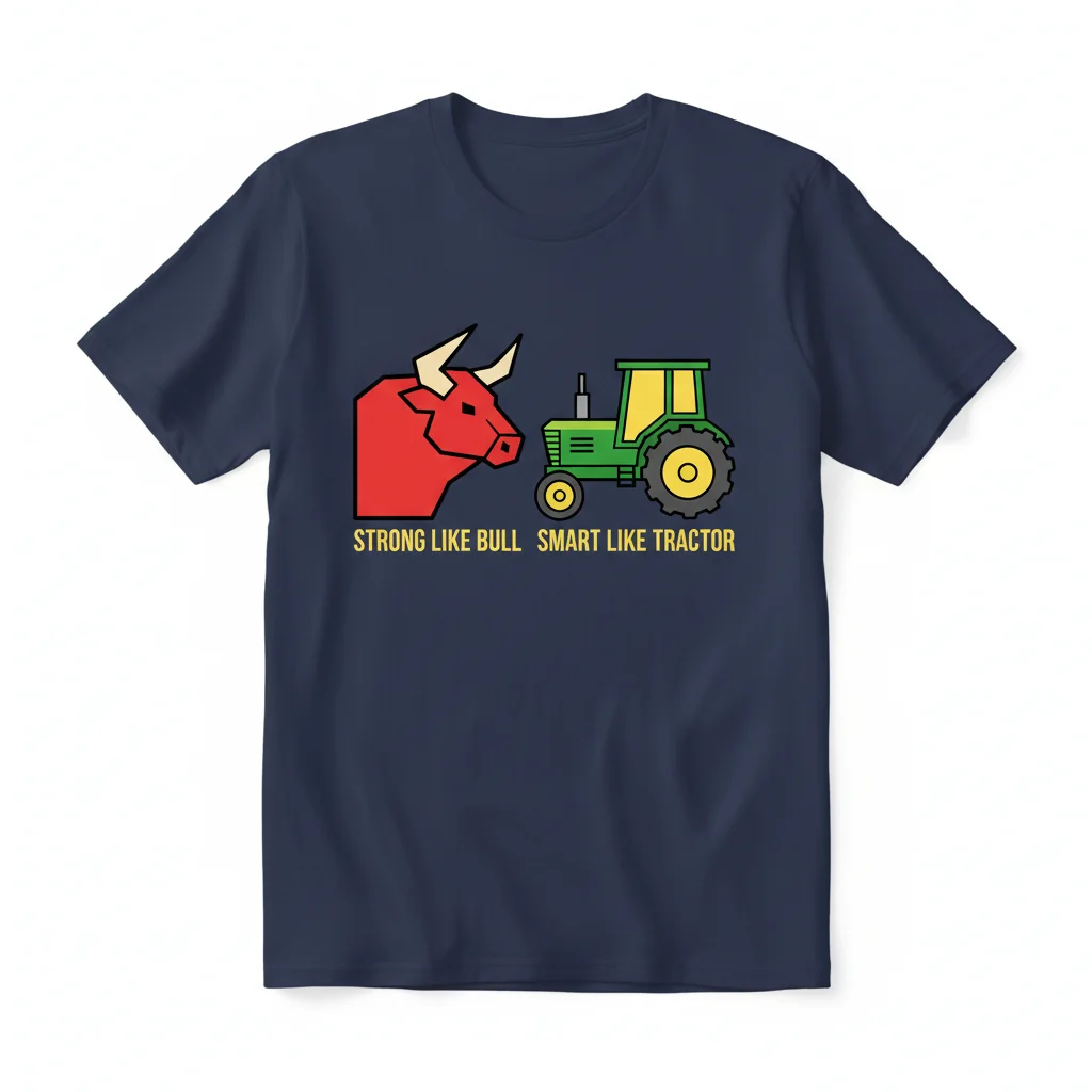 Strong Like Bull, Smart Like Tractor Men's Essential Cotton T-Shirt - Durable & Comfortable Graphic Tee