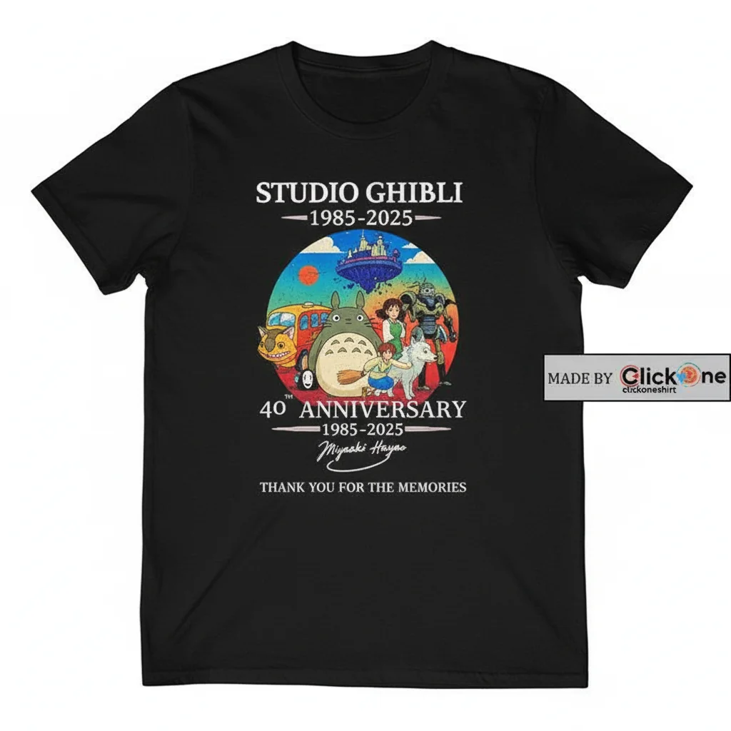 Studio Ghibli 40th Anniversary 1985-2025 Miyazaki Hayao 'Thank You For The Memories' Signature T-Shirt