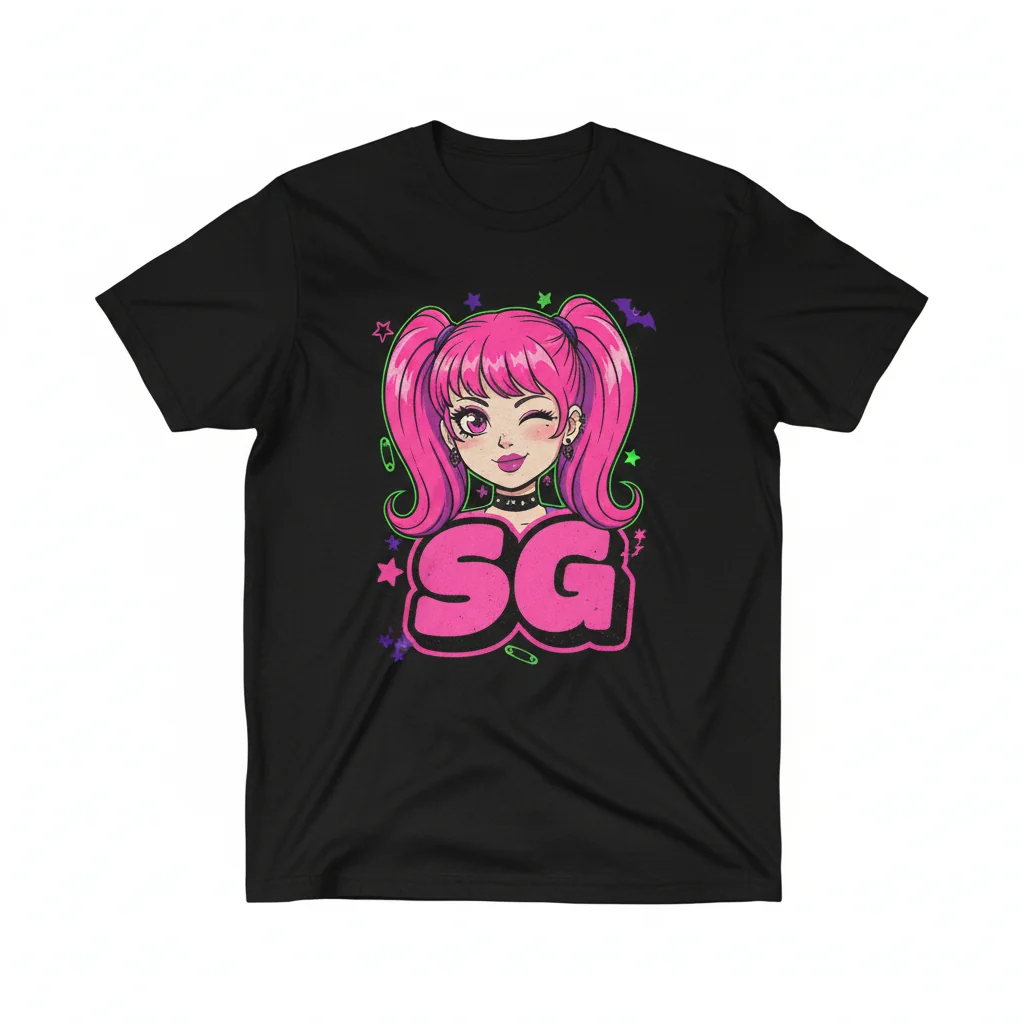 SUICIDE GIRLS Anime Pink Logo Essential Tee