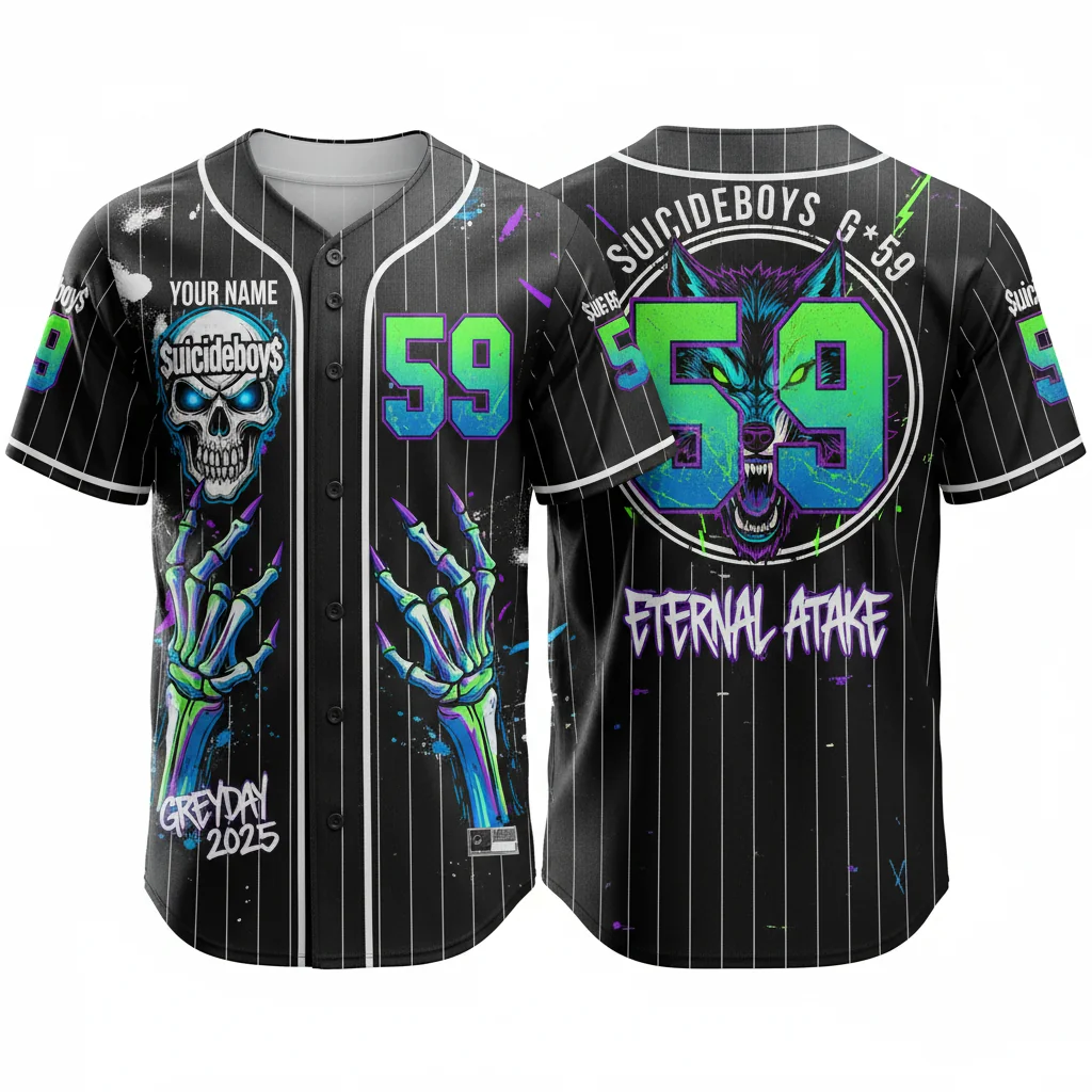 Suicideboys G59 Greyday Tour 2025 Custom Baseball Jersey - Grey