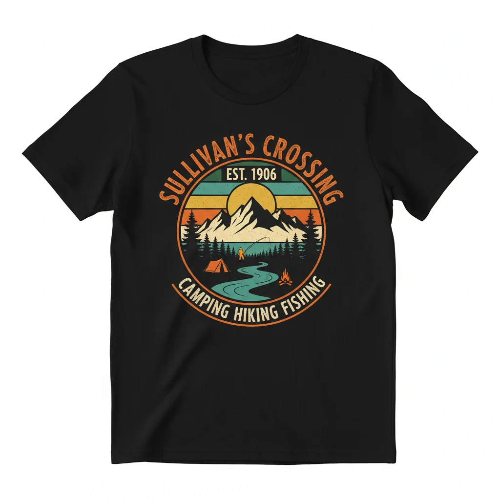 Sullivan's Crossing Camping Hiking Fishing Est. 1906 T-Shirt - Premium Cotton Tee