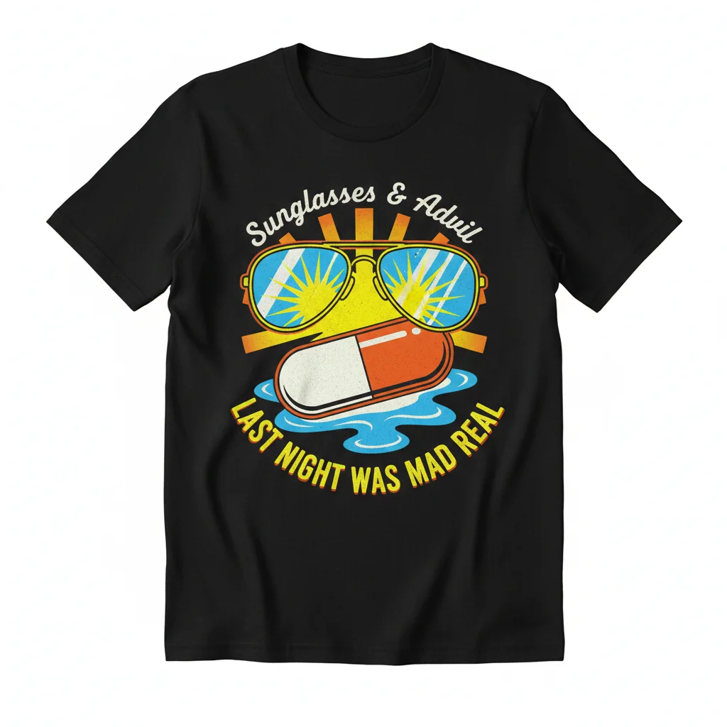 Sunglasses & Advil Essential T-Shirt – Mad Real Vibe Cotton Tee