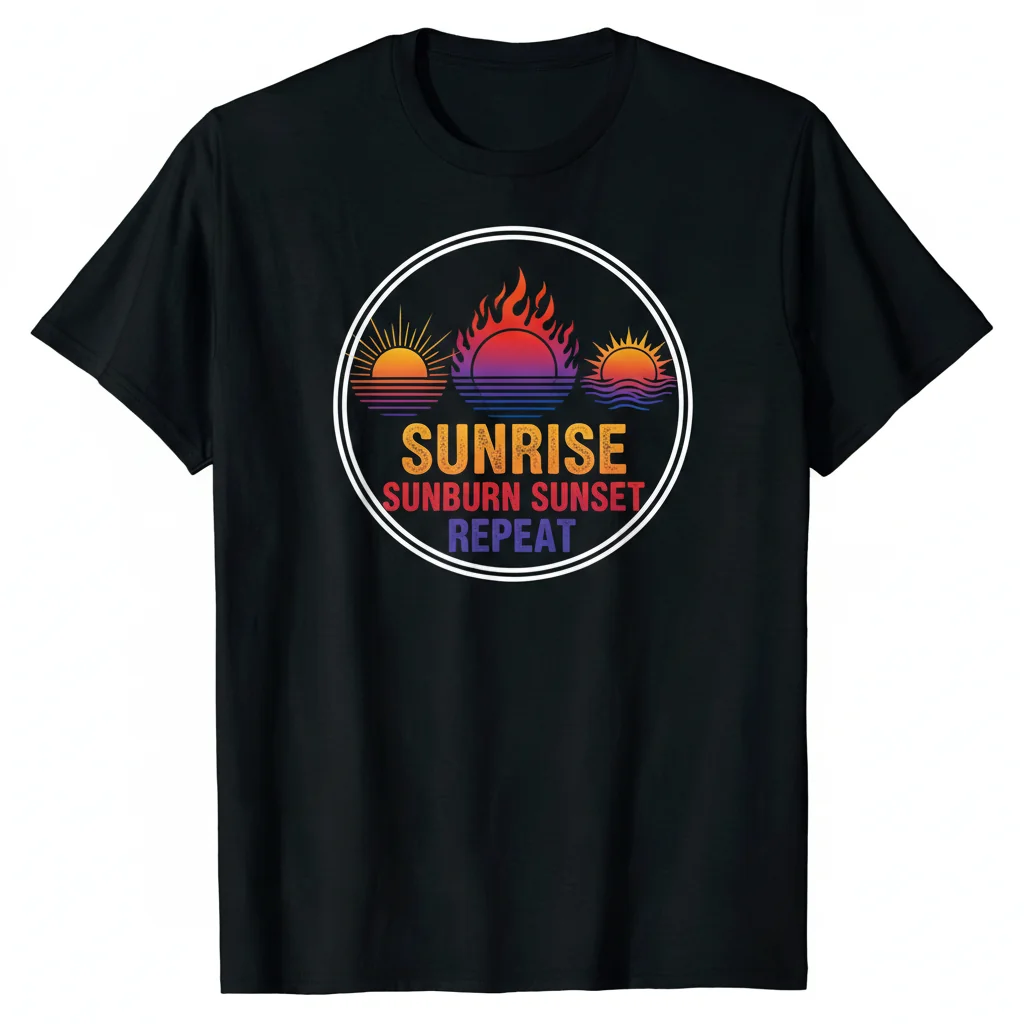 Sunrise Sunburn Sunset Repeat Essential T-Shirt - Summer Beach Vacation Tee