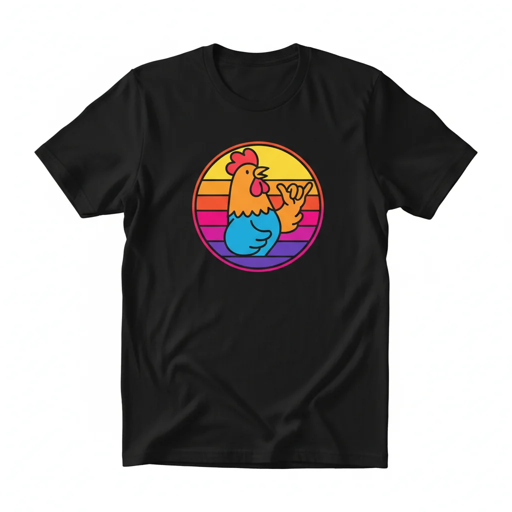 Sunset Chicken Joe Retro Shaka Premium T-Shirt – Vintage Vibe Tee