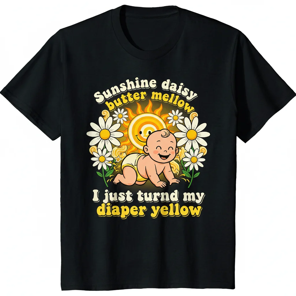 Sunshine Daisy Butter Mellow Diaper Yellow Funny Baby Shower Unisex T-Shirt