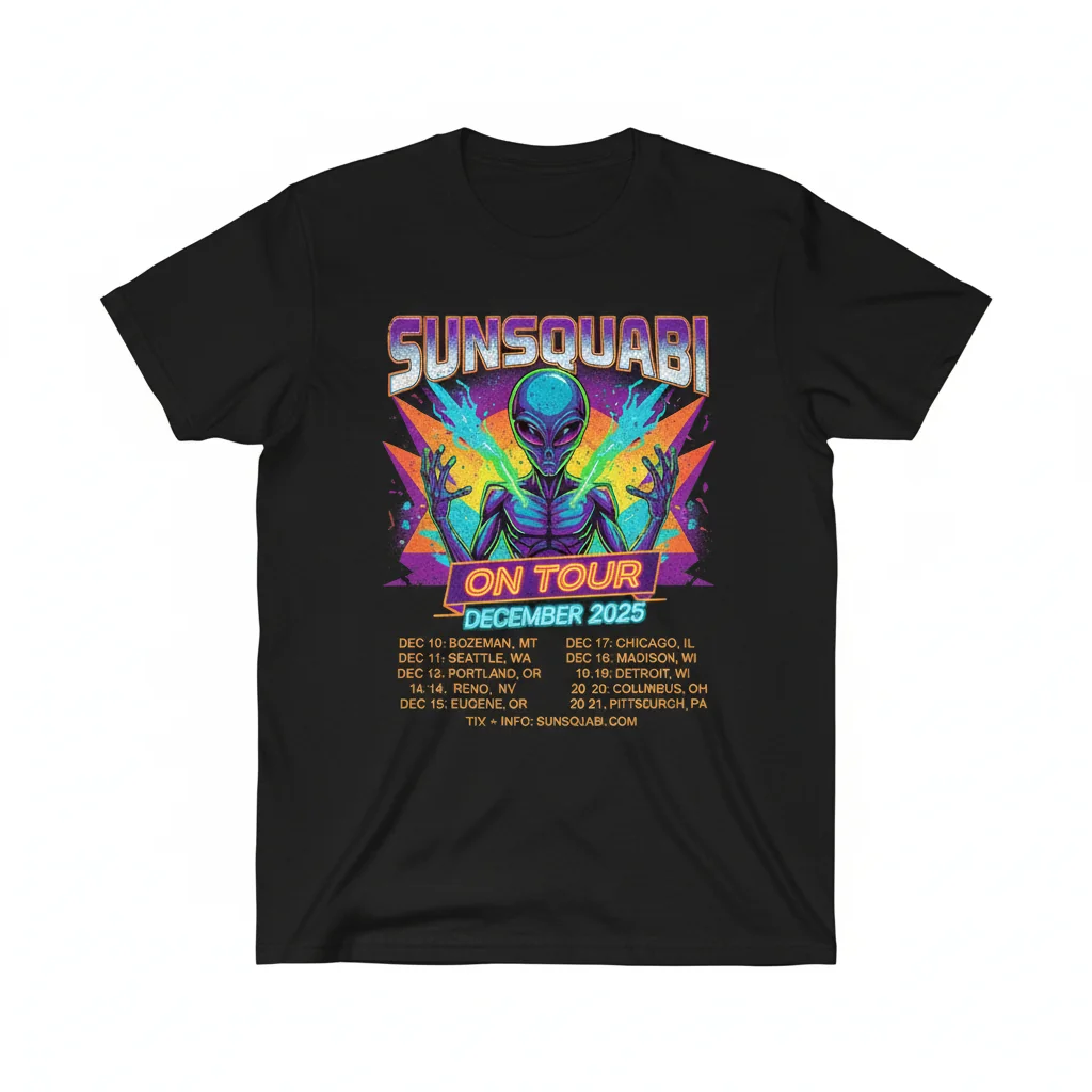 SunSquabi On Tour December 2025 Concert Poster Tee - Official Fan Apparel