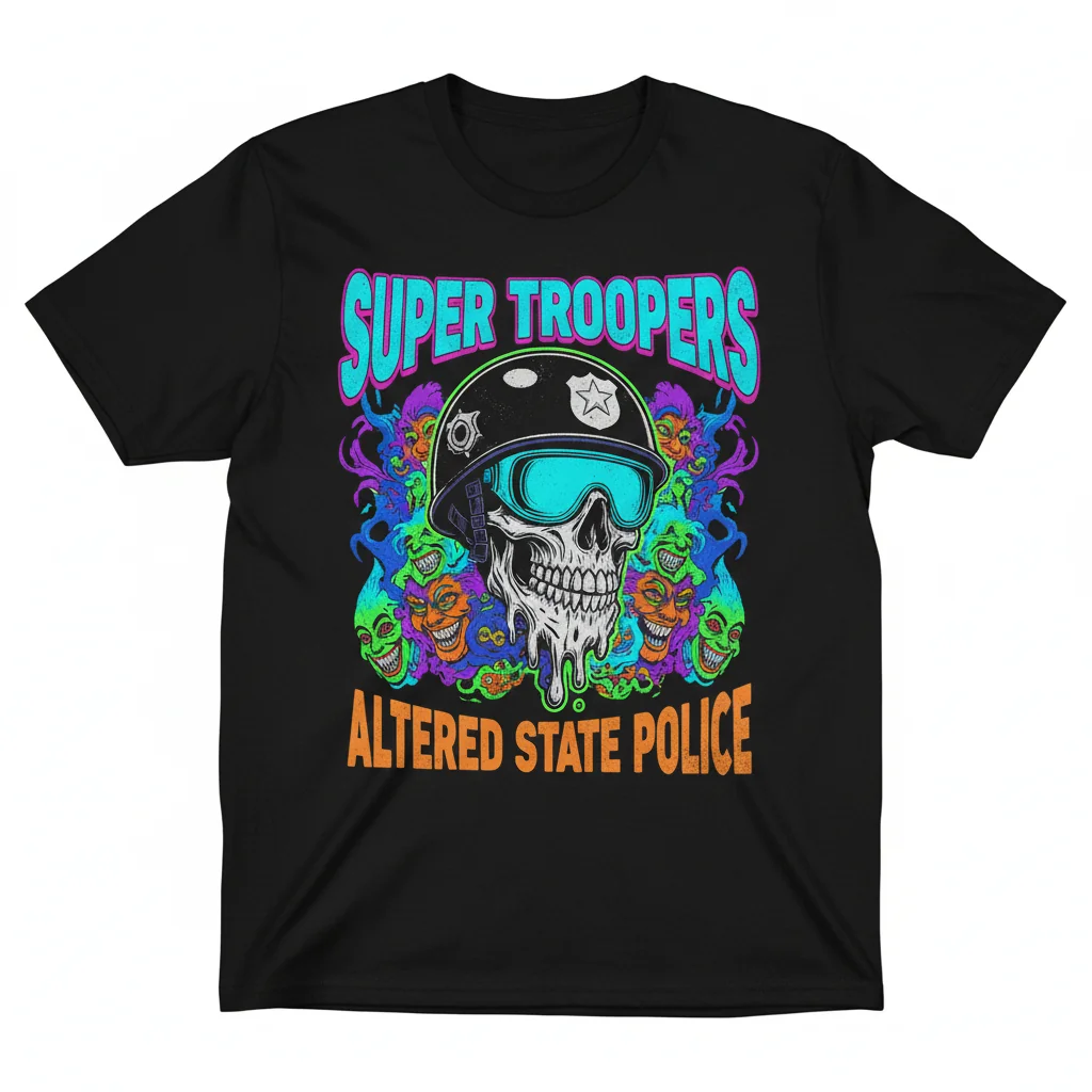 Super Troopers Altered State Police Skull Tee: Unyielding Style, Unmatched Comfort
