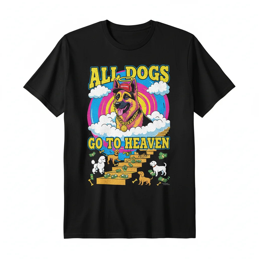 Supreme All Dogs Go To Heaven Tee - Artistic Comfort for Dog Lovers
