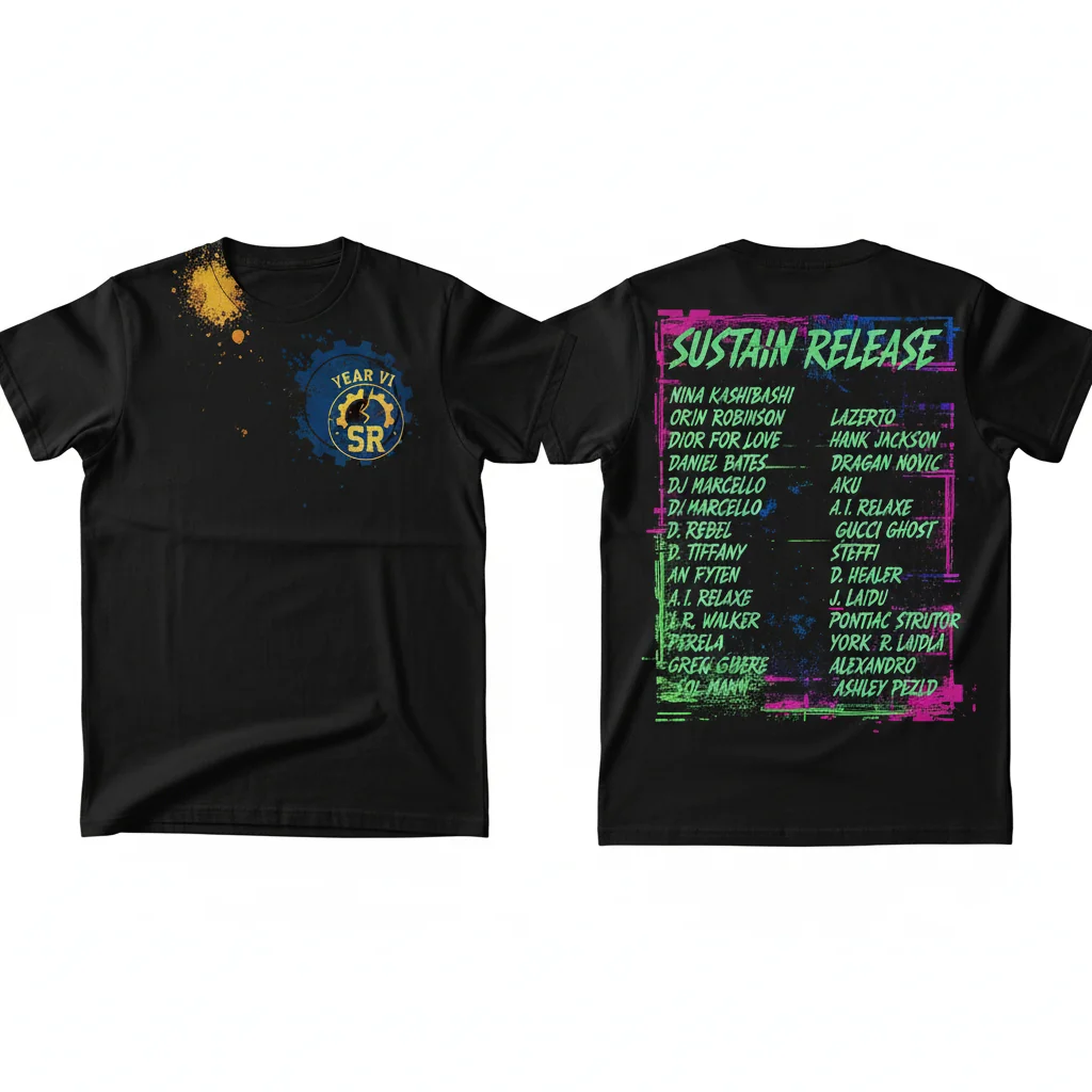 Sustain Release Year Six Logo Roster Tee – Durable, Comfortable & Fade-Resistant