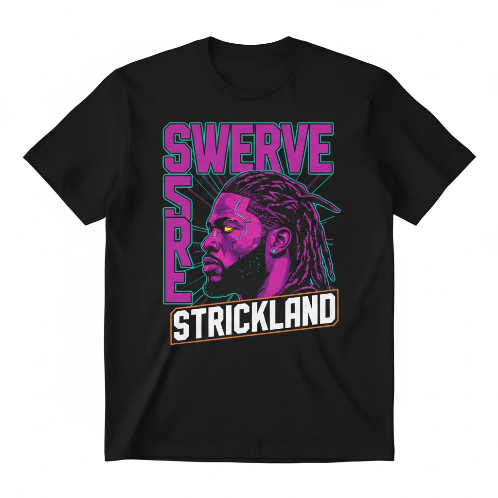 Swerve Strickland Wrestling Stacked T-Shirt – High-Quality Fan Apparel