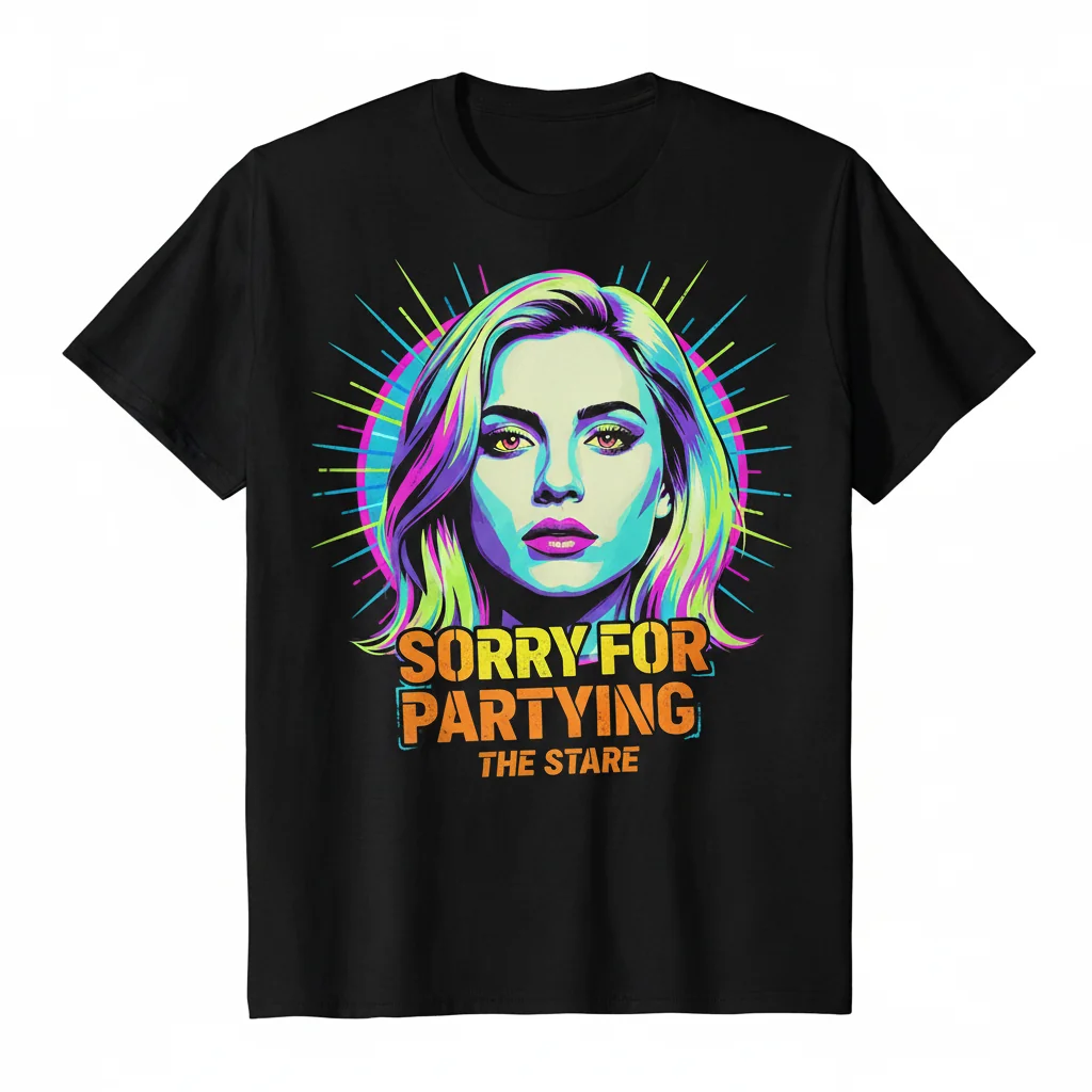 Sydney Sweeney The Stare Sorry for Partying T-Shirt - Premium Cotton Tee
