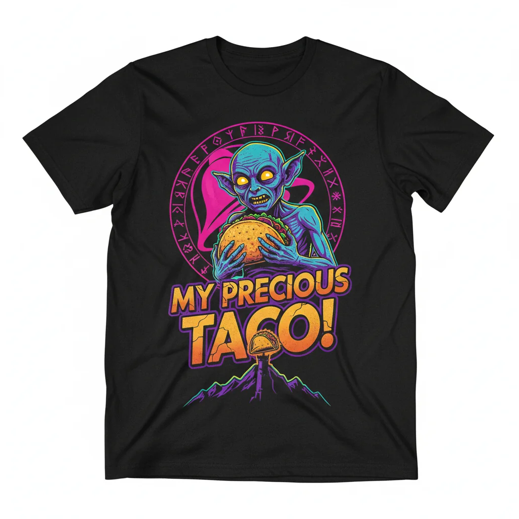 Taco Bell LOTR Gollum Meme Graphic T-Shirt - Funny Pop Culture Tee