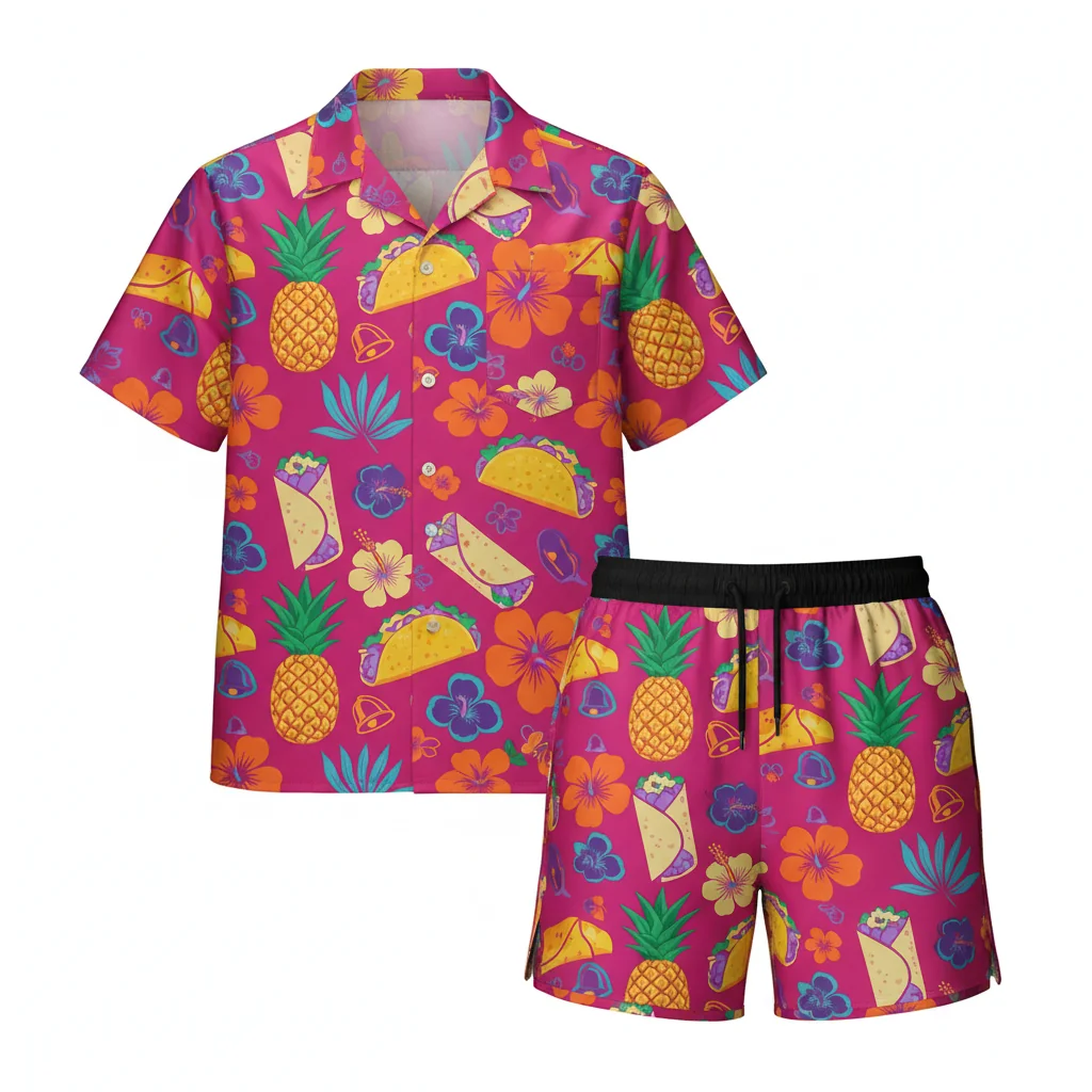 Taco Bell Sunset Dream Hawaiian Shirt & Shorts Set