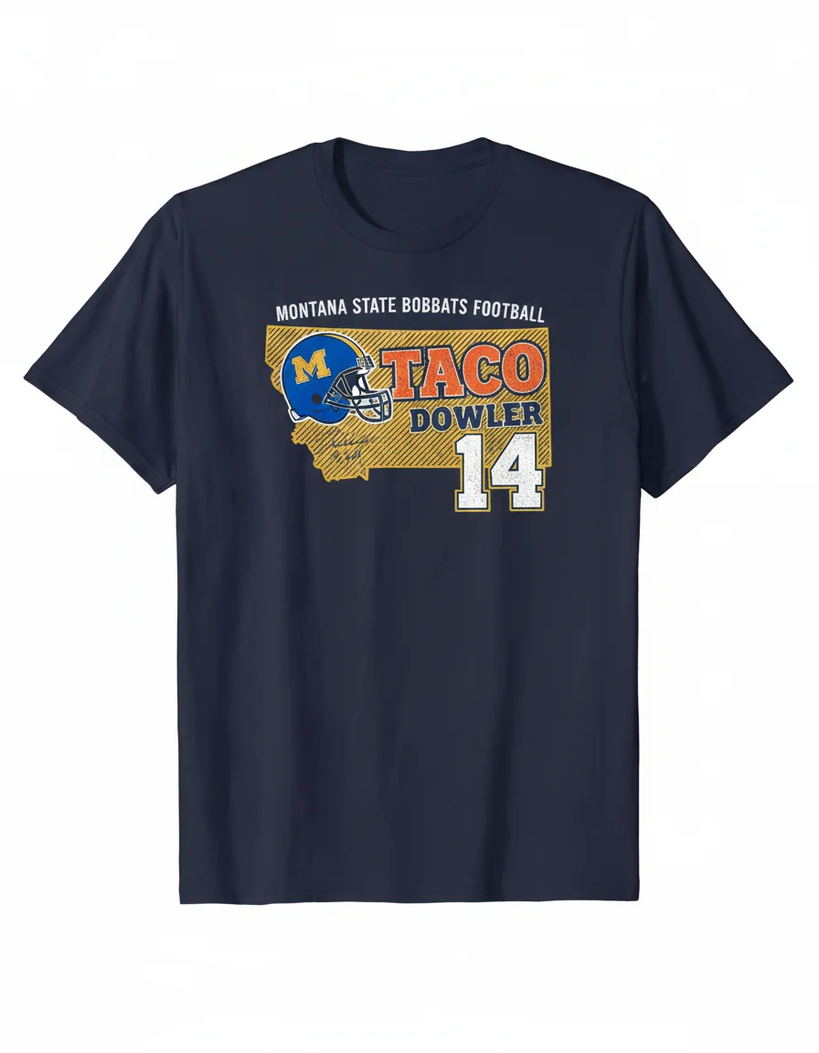 Taco Dowler #14 Montana State Bobcats T-Shirt | MSU Football Fan Gear