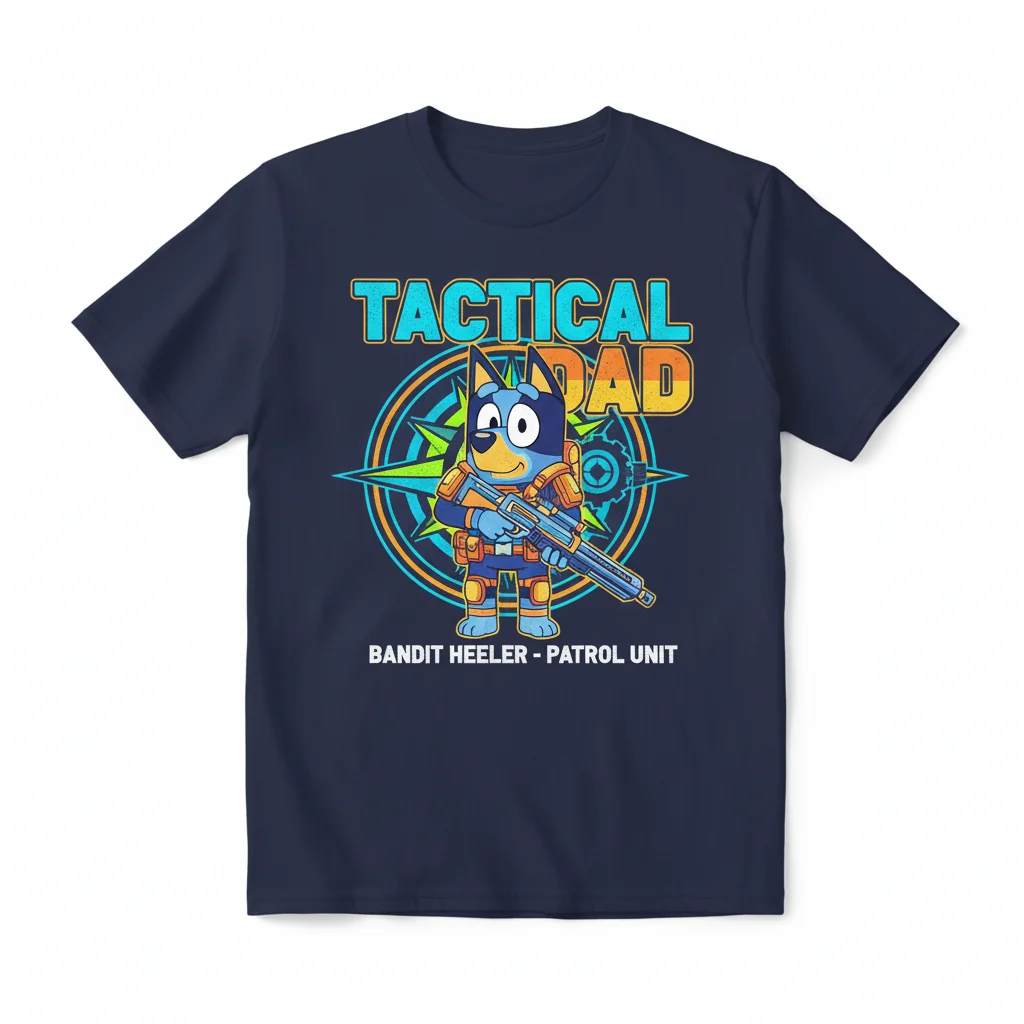 Bluey Tactical Dad Bandit Heeler T-Shirt - Premium Cotton Tee