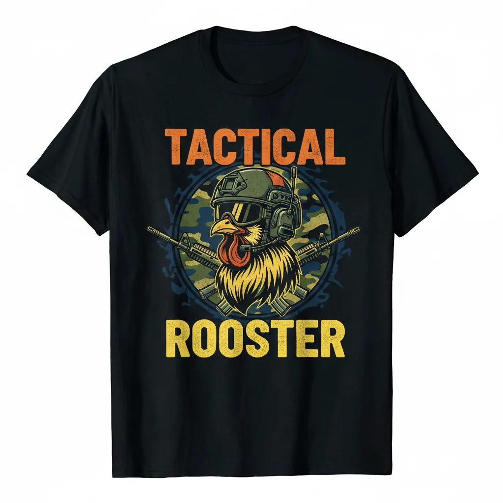 Tactical Rooster: Ultra-Durable, Fade-Resistant Essential T-Shirt