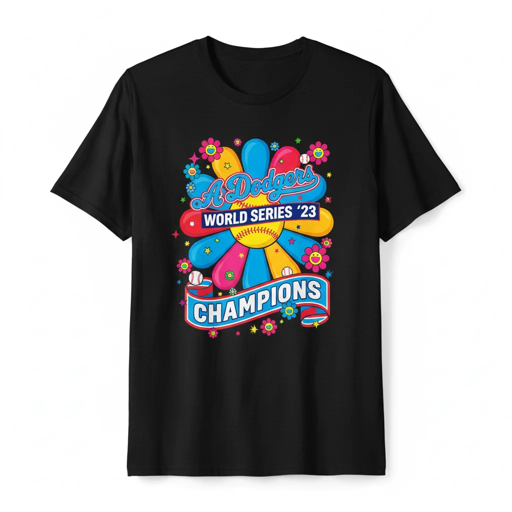 Takashi Murakami x LA Dodgers World Series Champions Floral Tee