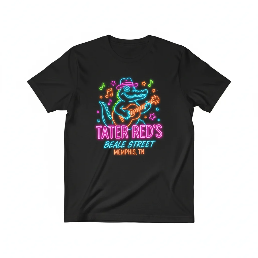 Tater Red's Beale Street Neon Tee 1 Tater Red's Beale Street Neon Tee
