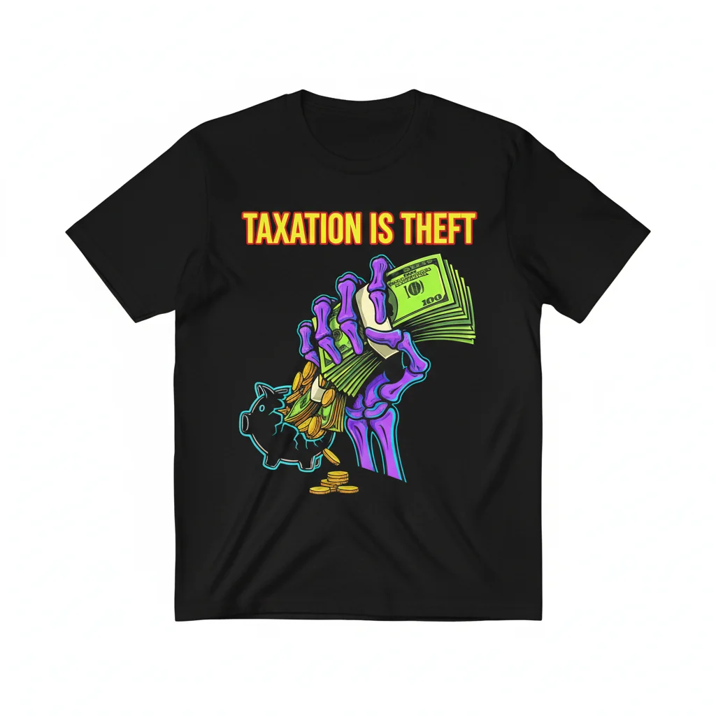 Camiseta Esqueleto "Taxation Is Theft" - Diseño Único