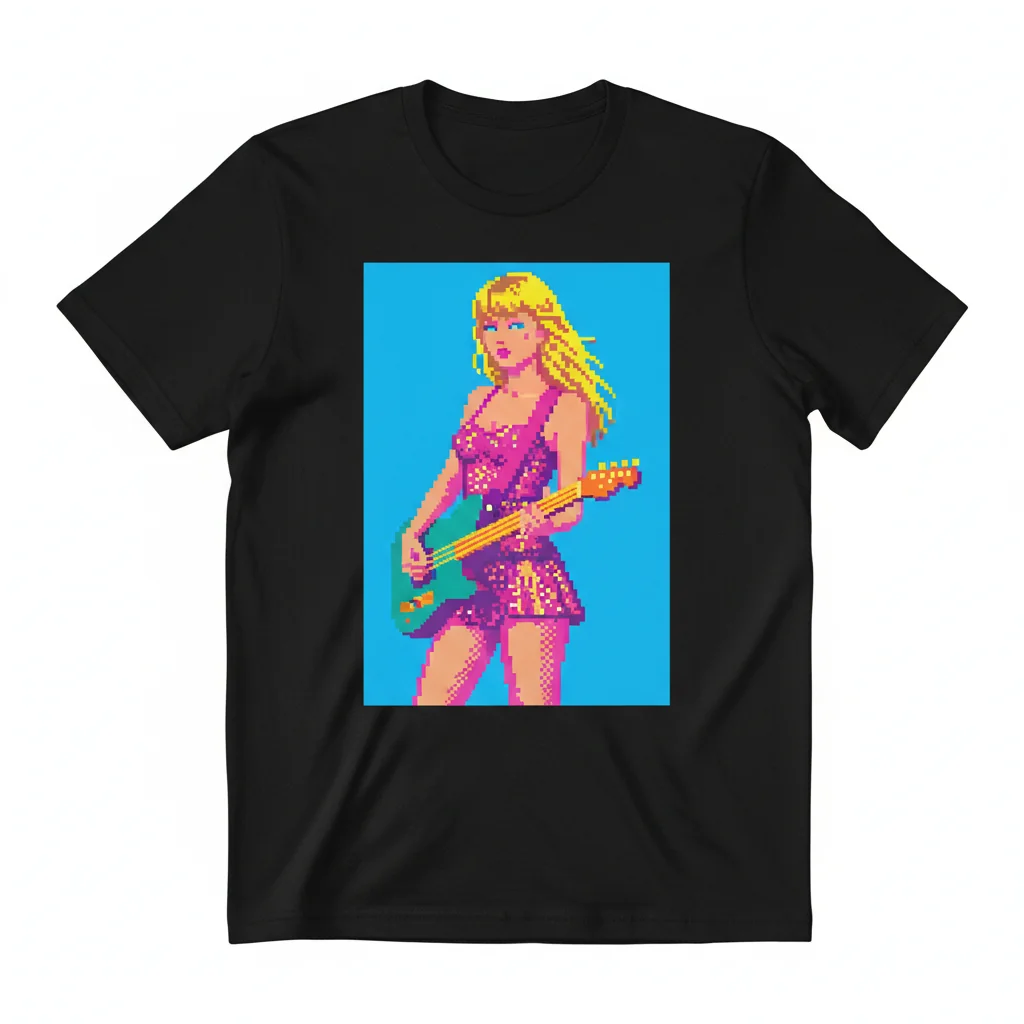 Taylor Swift Pixel Art Essential T-Shirt - Soft Cotton, Retail Fit, Music Fan Apparel