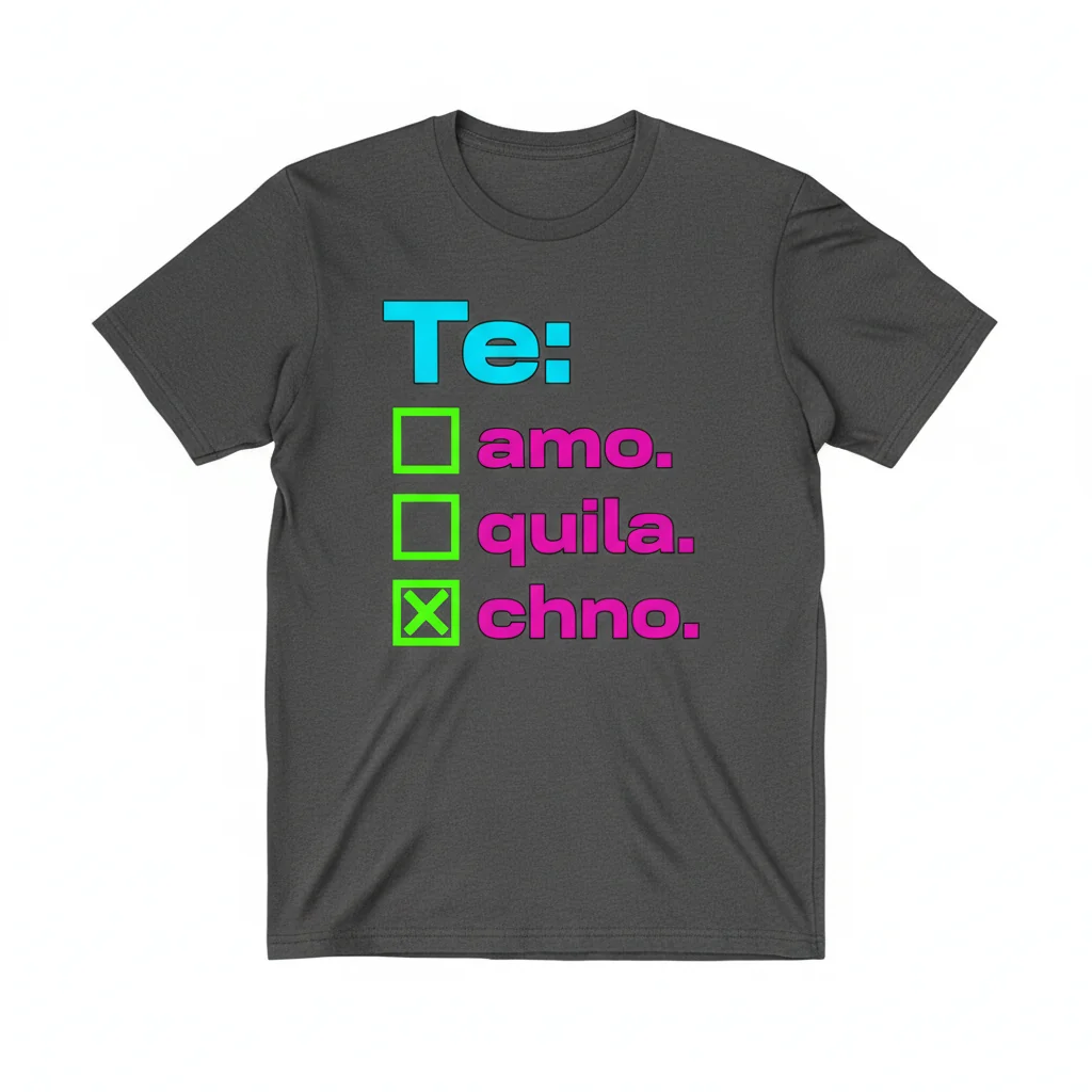 Te Amo, Tequila, Techno Checkbox Essential T-Shirt - Unisex Comfort Tee