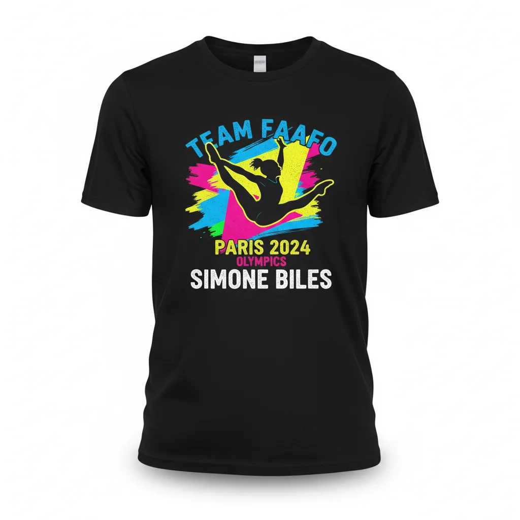 T-Shirt Simone Biles Team FAAFO Gymnastique Paris 2024 Durable et Confortable