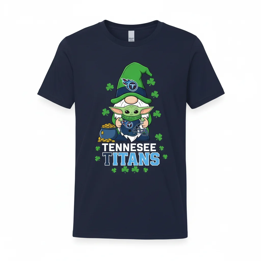 Tennessee Titans Baby Yoda Gnome St. Patrick's Day T-Shirt - NFL Fan Apparel