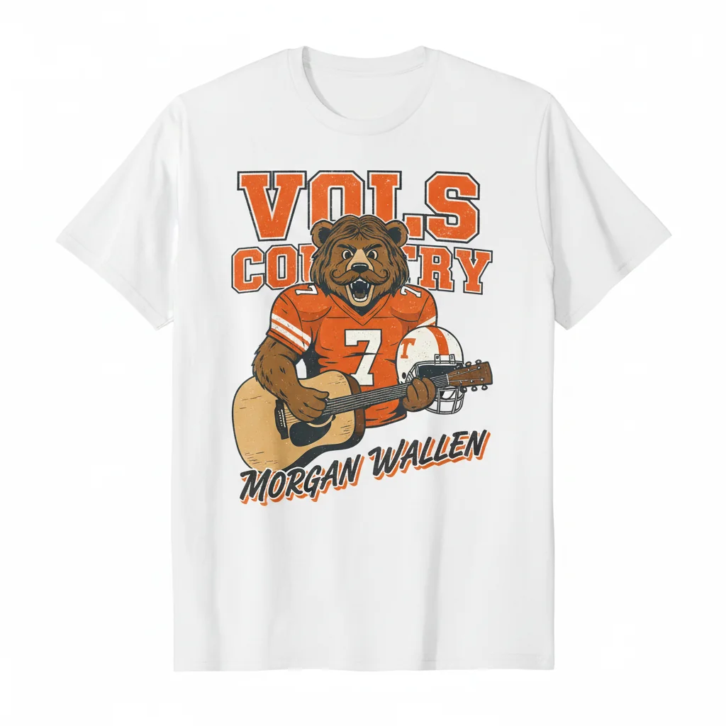 Tennessee Volunteers x Morgan Wallen Bear Mascot Logo T-Shirt - Unisex Soft Cotton Tee