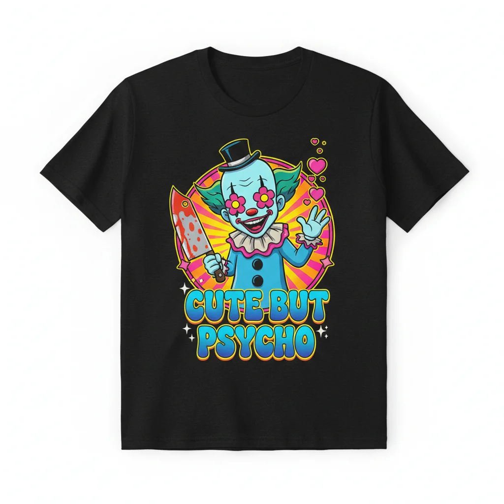 Terrifier "Cute But Psycho" Shirt | Art the Clown Horror Fan Tee