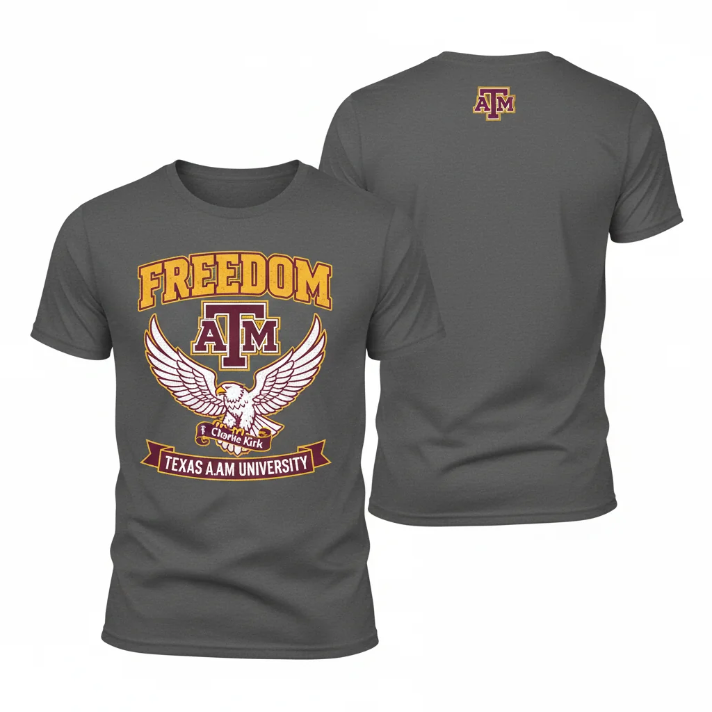 Texas A&M University x Charlie Kirk Freedom T-Shirt - Premium Cotton, Retail Fit