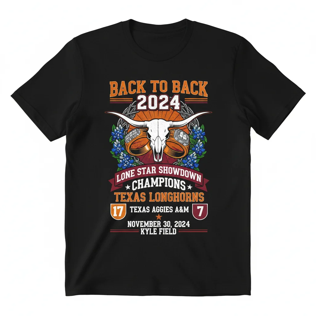 Texas Longhorns 2024 Back-to-Back Lone Star Showdown Champions T-Shirt