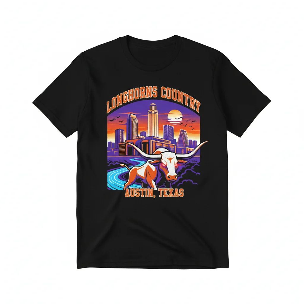 Texas Longhorns Big & Tall Campus Scene Core Austin TX Shirt – Durable, Pre-Shrunk Comfort