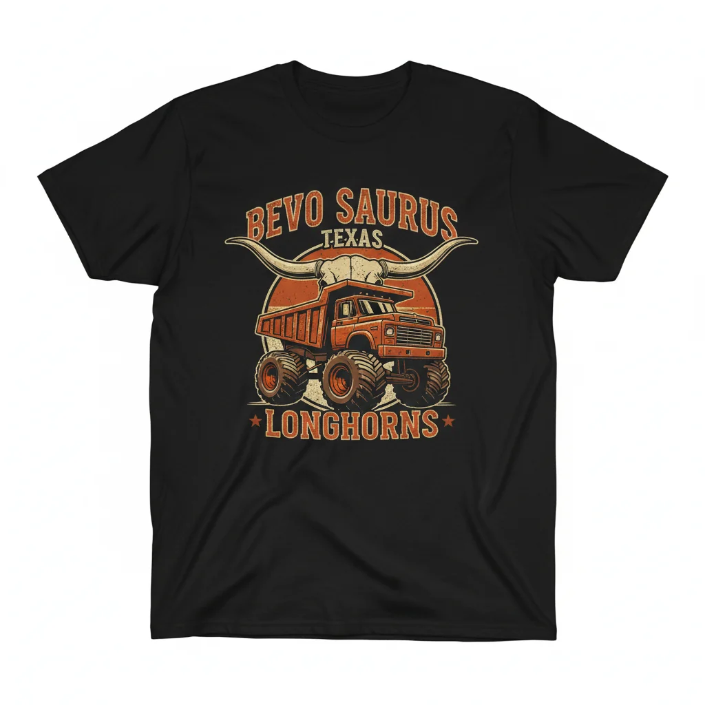 Durable Texas Longhorns Dino Truck Bevo Saurus Shirt - Vibrant & Pre-Shrunk Comfort