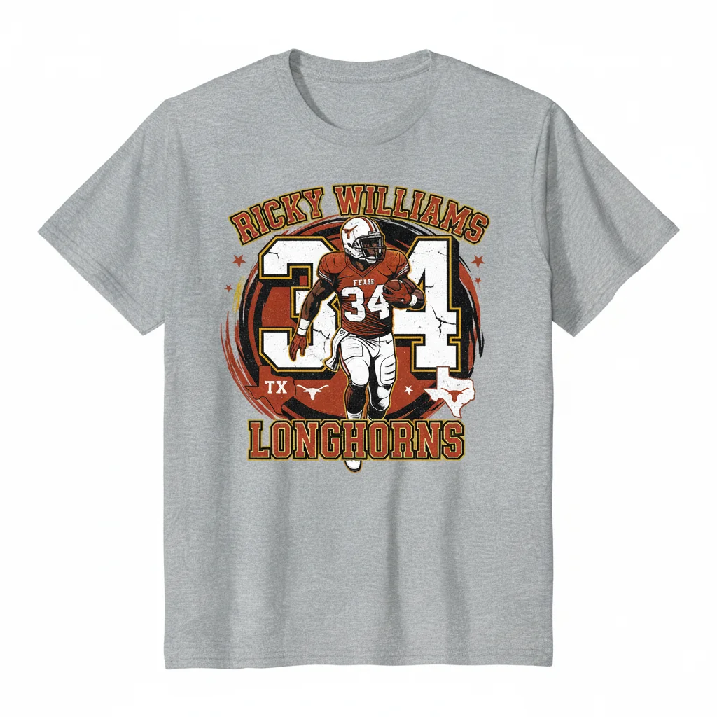 Texas Longhorns Ricky Williams #34 T-Shirt – Premium Cotton Fan Apparel