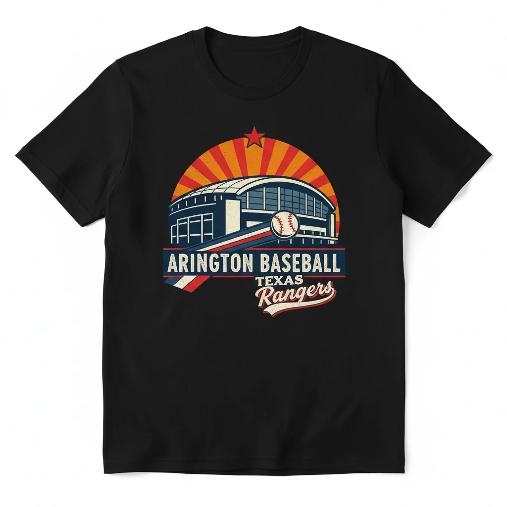 Texas Rangers Baseball Arlington Stadium Logo T-Shirt – Ultra-Durable & Pre-Shrunk