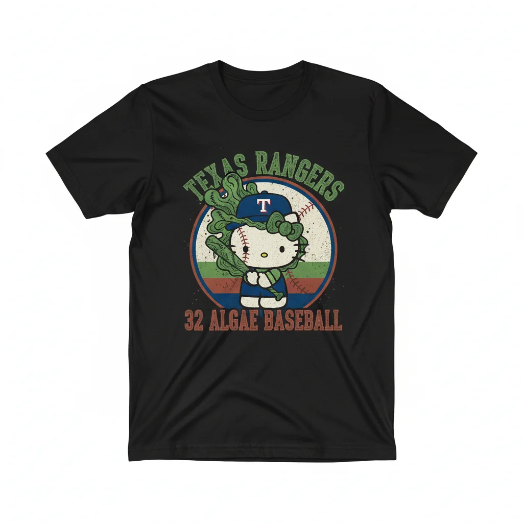 Texas Rangers x 32 Algae Hello Kitty Unisex Baseball T-Shirt