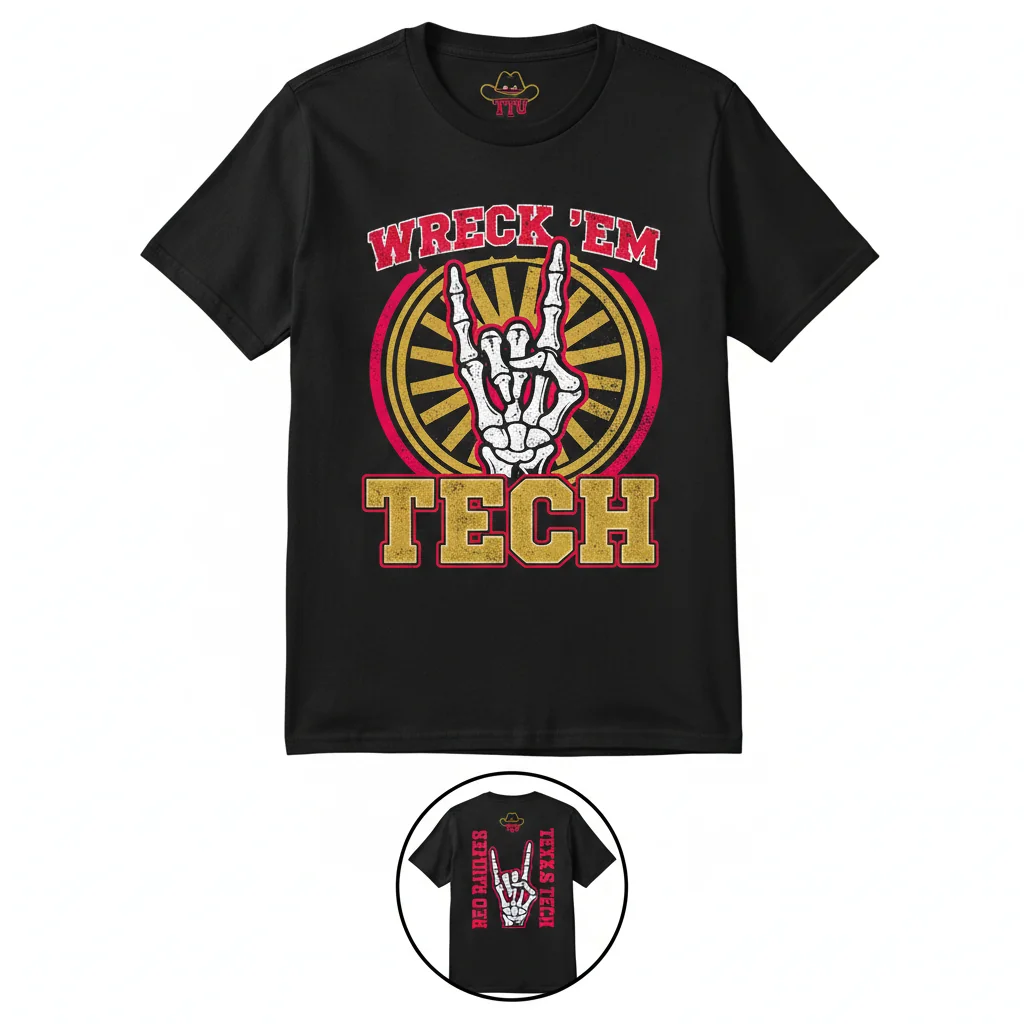 Wreck 'Em Tech Hand Sign Tee | Original Art for Red Raiders
