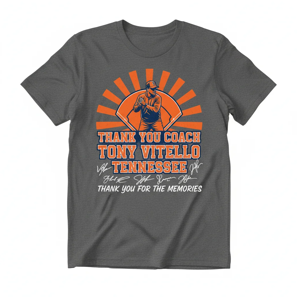Coach Tony Vitello Tennessee Vols 'Thank You' Signatures Tribute Shirt