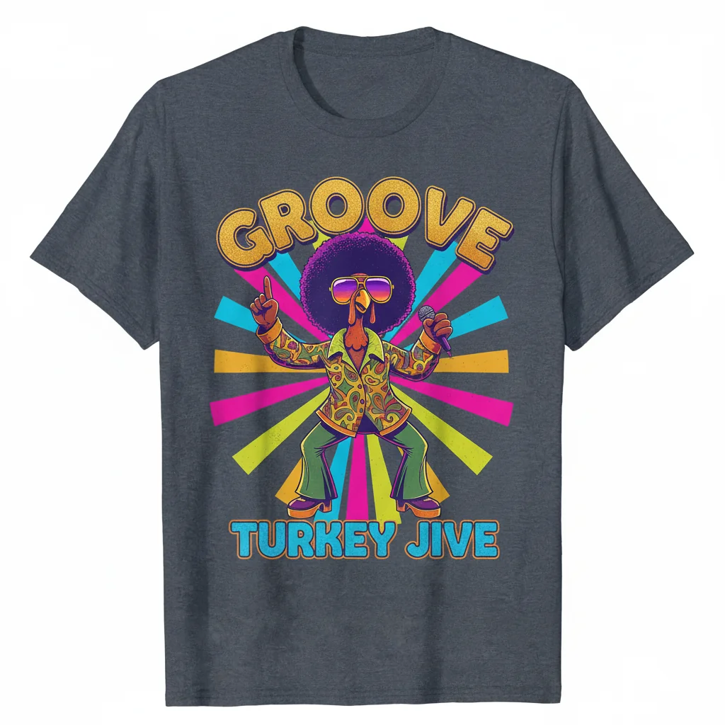 Vintage 70s Thanksgiving Afro Turkey Jive Shirt - Retro Style Tee