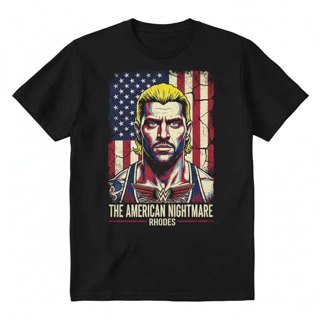 Cody Rhodes The American Nightmare Flag Vintage T-Shirt - Official WWE Apparel
